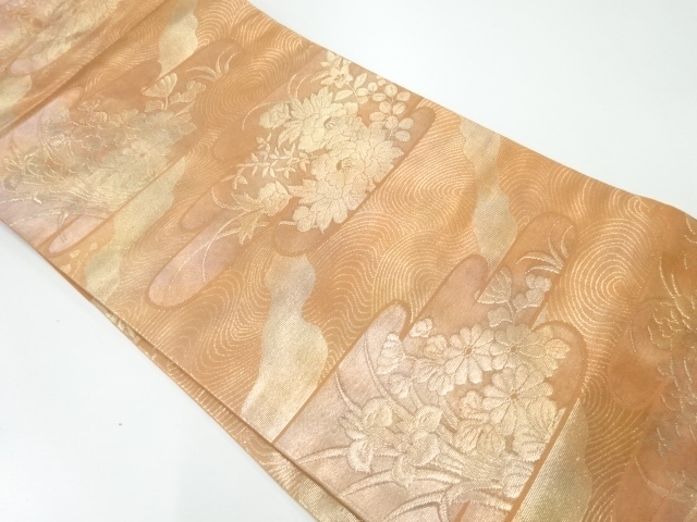 JAPANESE NAGOYA OBI / WOVEN FLORAL PLANTS